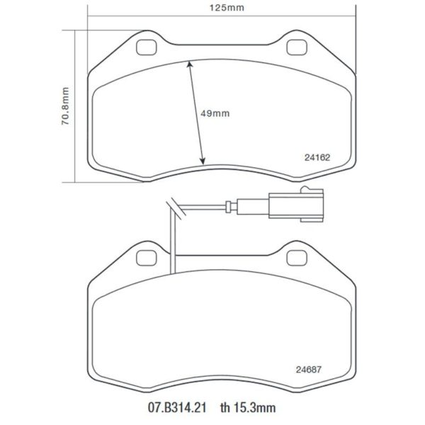 Plaquettes de freins avant Brembo HP2000  07.B314.21 pour Abarth 500/595/695, Punto & Alfa Romeo Mito