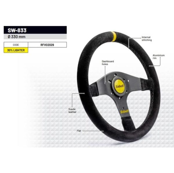 Volant en aluminium plat à trois branches Sabelt SW-833 | RFVO2029