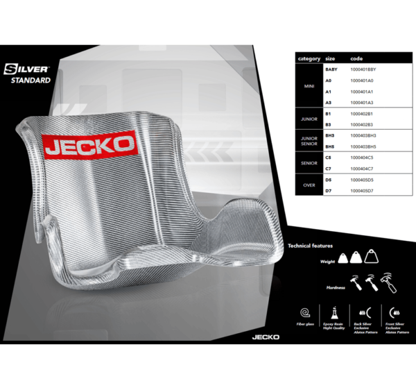 Siège baquet pour karting - Jecko silver gamme standard