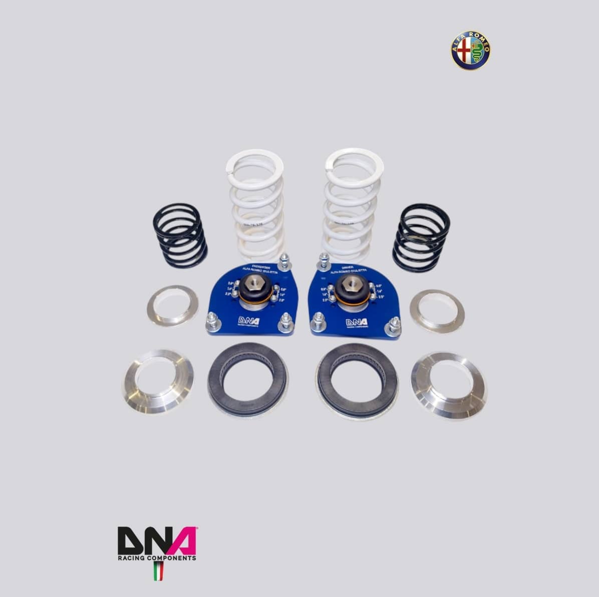 Kit complet tête d’amortisseur avant, réglable sur uniball DNA Racing PC1942 pour Alfa Romeo Giulietta